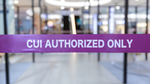 Purple "CUI Authorized Only" barrier tape in indoor secured area, 3 inch wide, 200ft long, durable barricade tape