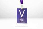 CUI APPROVED - Purple Visitor ID Badge with lanyard for controlled environment compliance