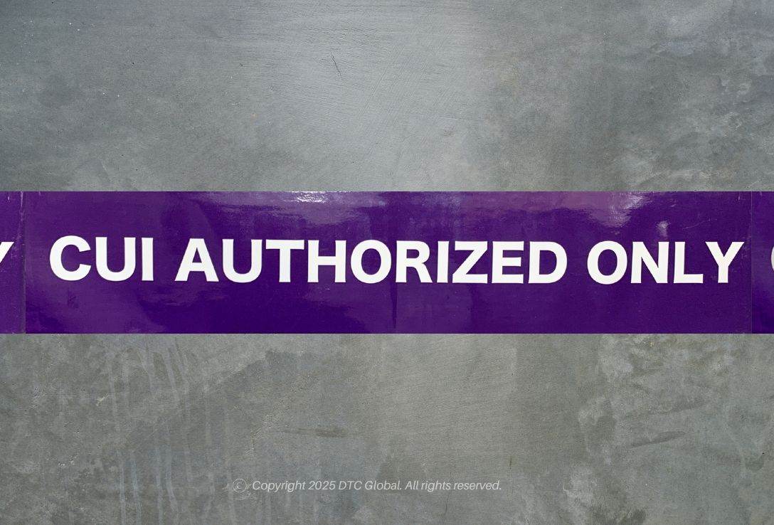 Purple CUI Authorized Only floor tape marking restricted work area boundaries