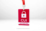CUI RESTRICTED - Red Personnel ID Badges with lock icon and red lanyard, pack of 5