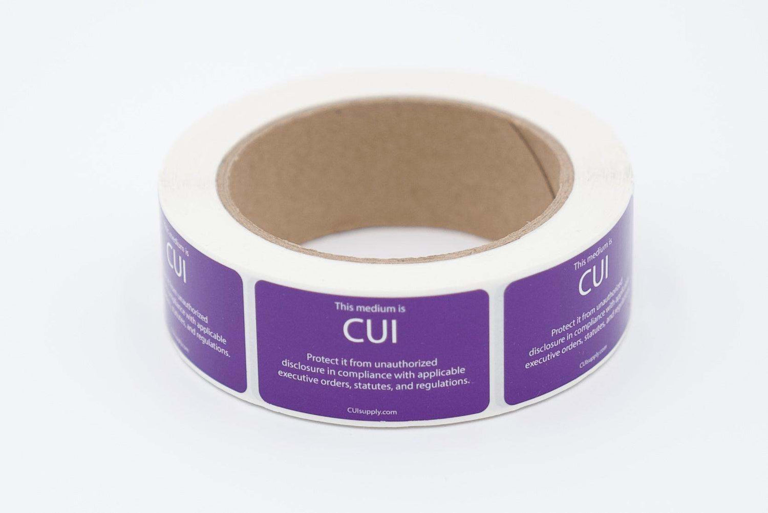 Generic CUI Compliance Starter Pack roll of purple media protection stickers without U.S. Government Property text Generic - CUI Compliance Starter Pack Without U.S. Government Property