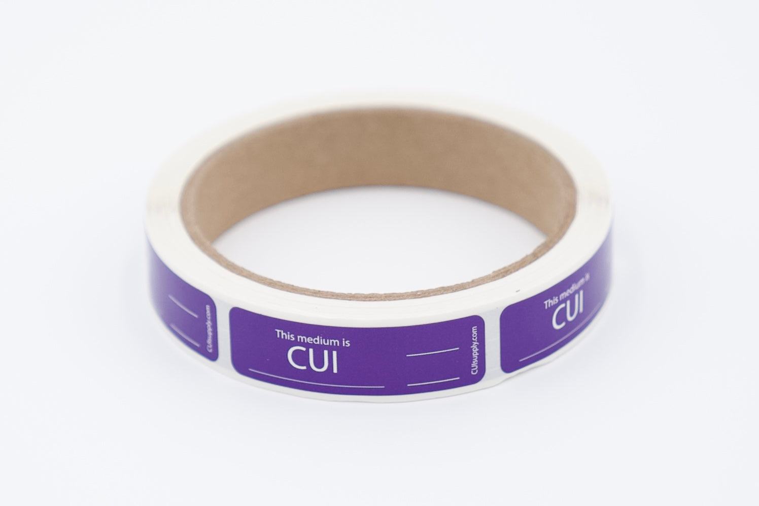 Roll of Generic 906 - CUI Flash Drive Label - Without U.S. Government Property text in purple color