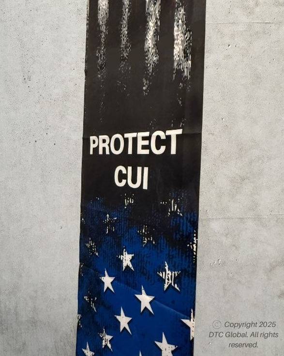 Protect CUI hanging banner with distressed American flag design, 2-pack, weather-resistant, 70.8 inches long
