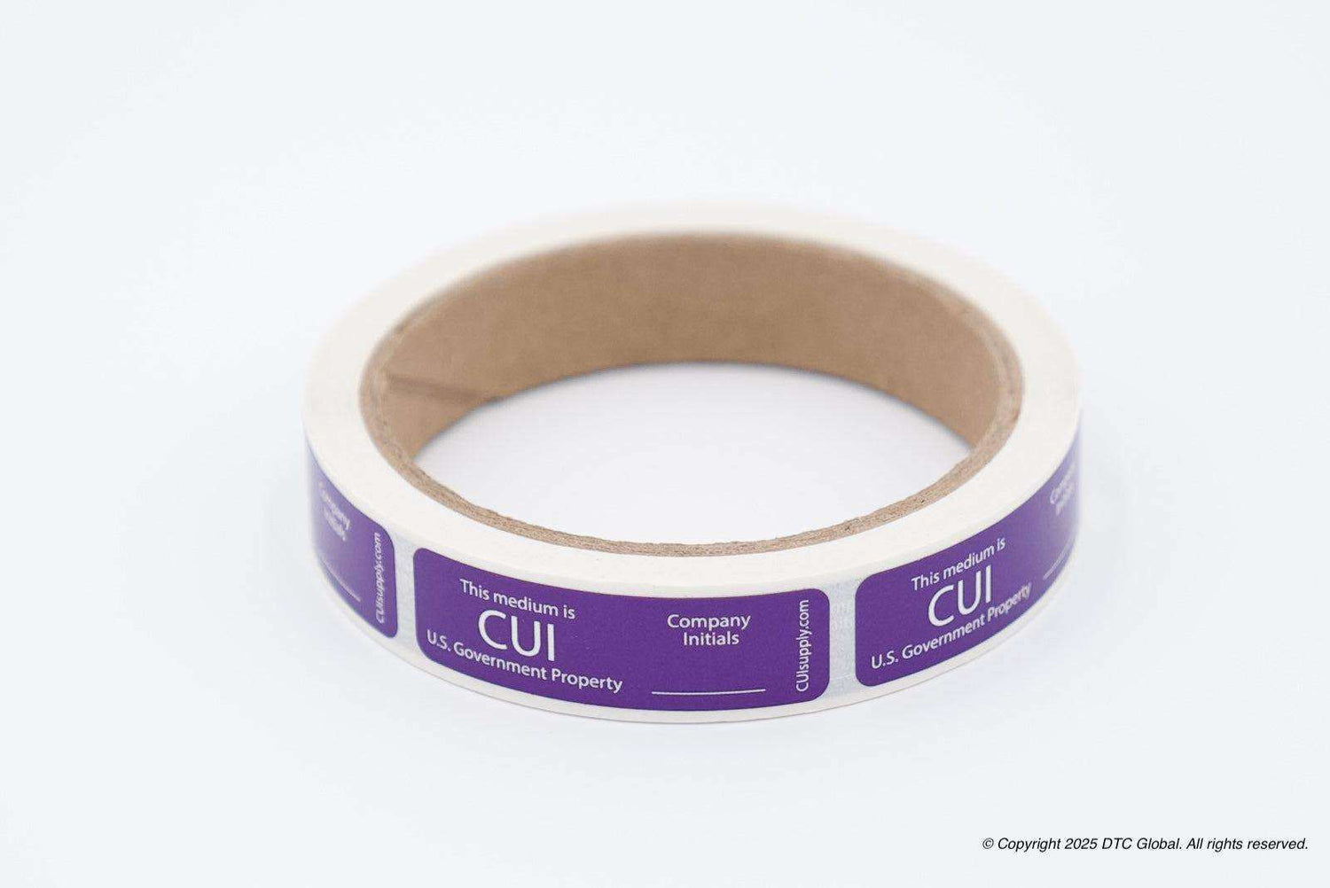 Roll of SF 903 - CUI Flash Drive Labels with purple "U.S. Government Property" text for marking CUI media