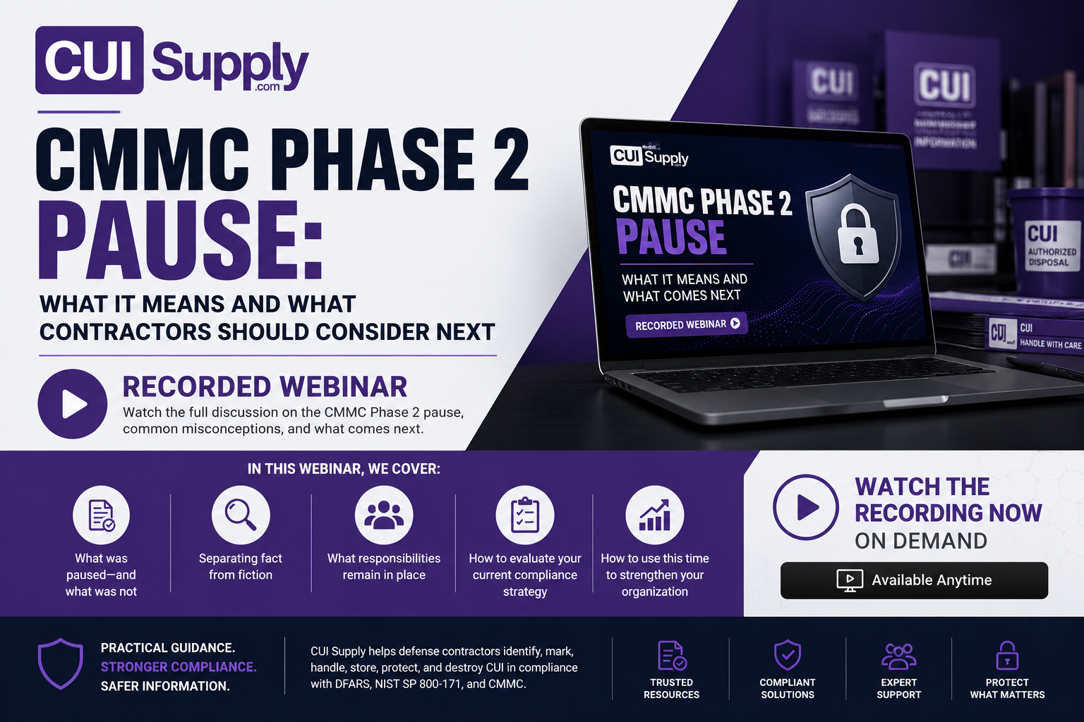 CMMC Phase 2 Pause webinar recording for contractors overview