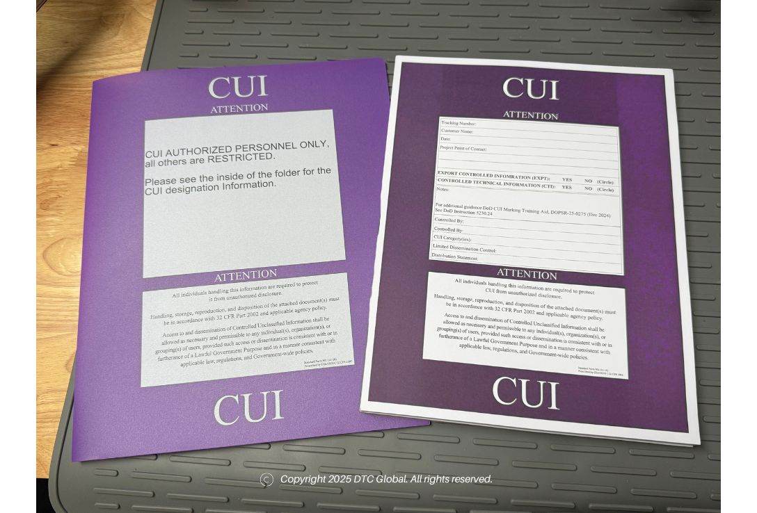 SF 901 CUI Coversheet and Folders notepad and purple two-pocket folders for controlled unclassified information marking