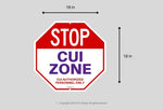 CUI Zone Stop Sign 18x18 inch aluminum with STOP and authorized personnel only message, 2-pack