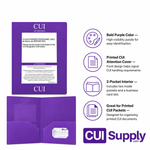 Purple SF 901 CUI folder with features highlighted on a white background CUI Supply SF 901 CUI Restricted Access Purple Folders