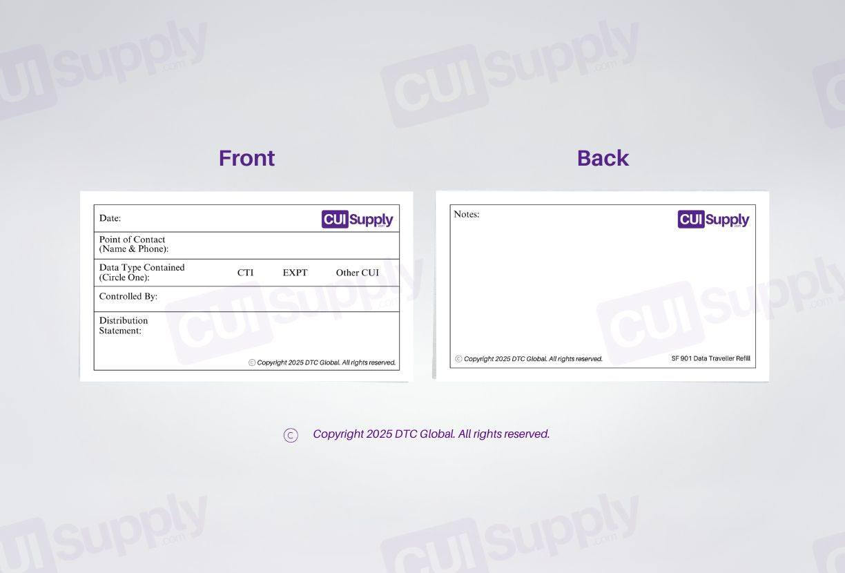 Card Refills for Reusable Metal SF 901 for SF 901 CUI Coversheet and Folders