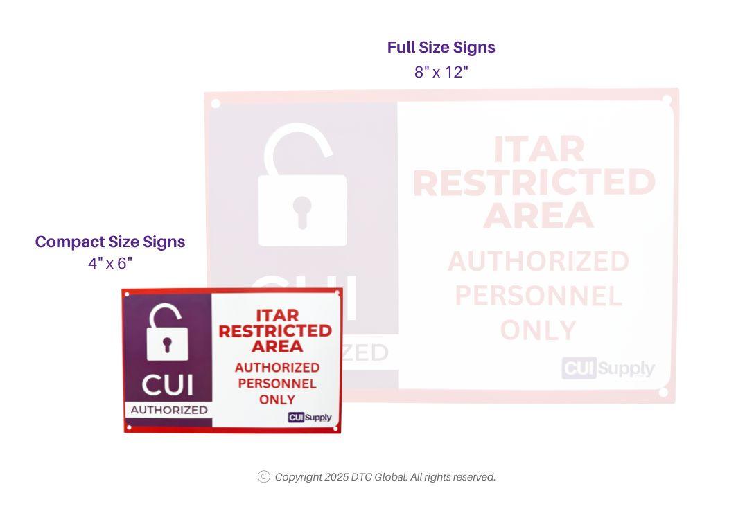 Compact ITAR Restricted Area Signs