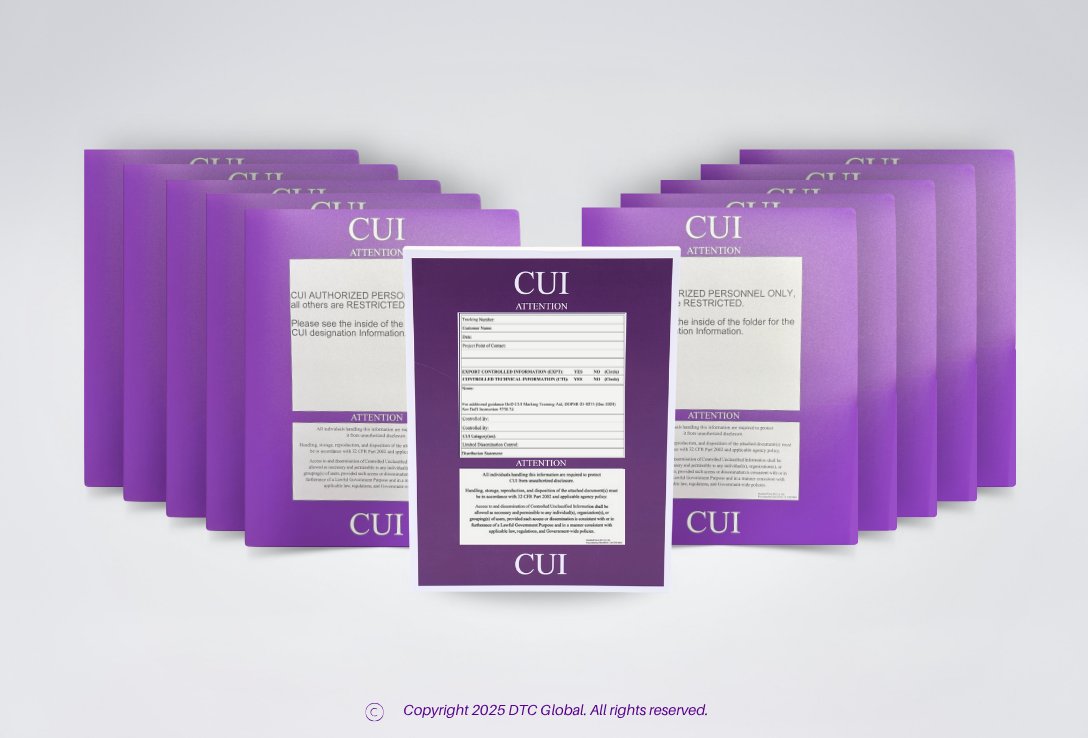 SF 901 CUI Coversheet and Folders notepad and set of 10 purple SF 901 CUI two-pocket folders with printed cover design