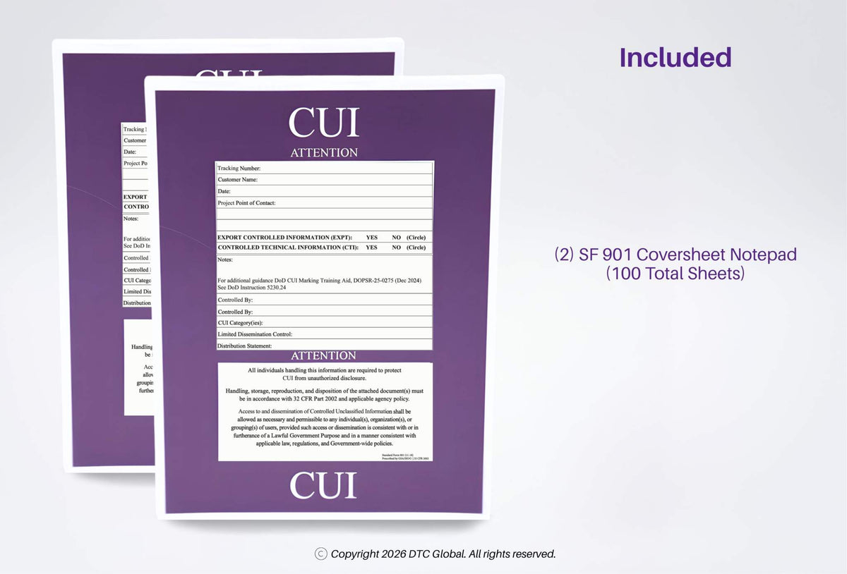 SF 901 - CUI Cover Sheets (2 notepads- 100 sheets per pad)