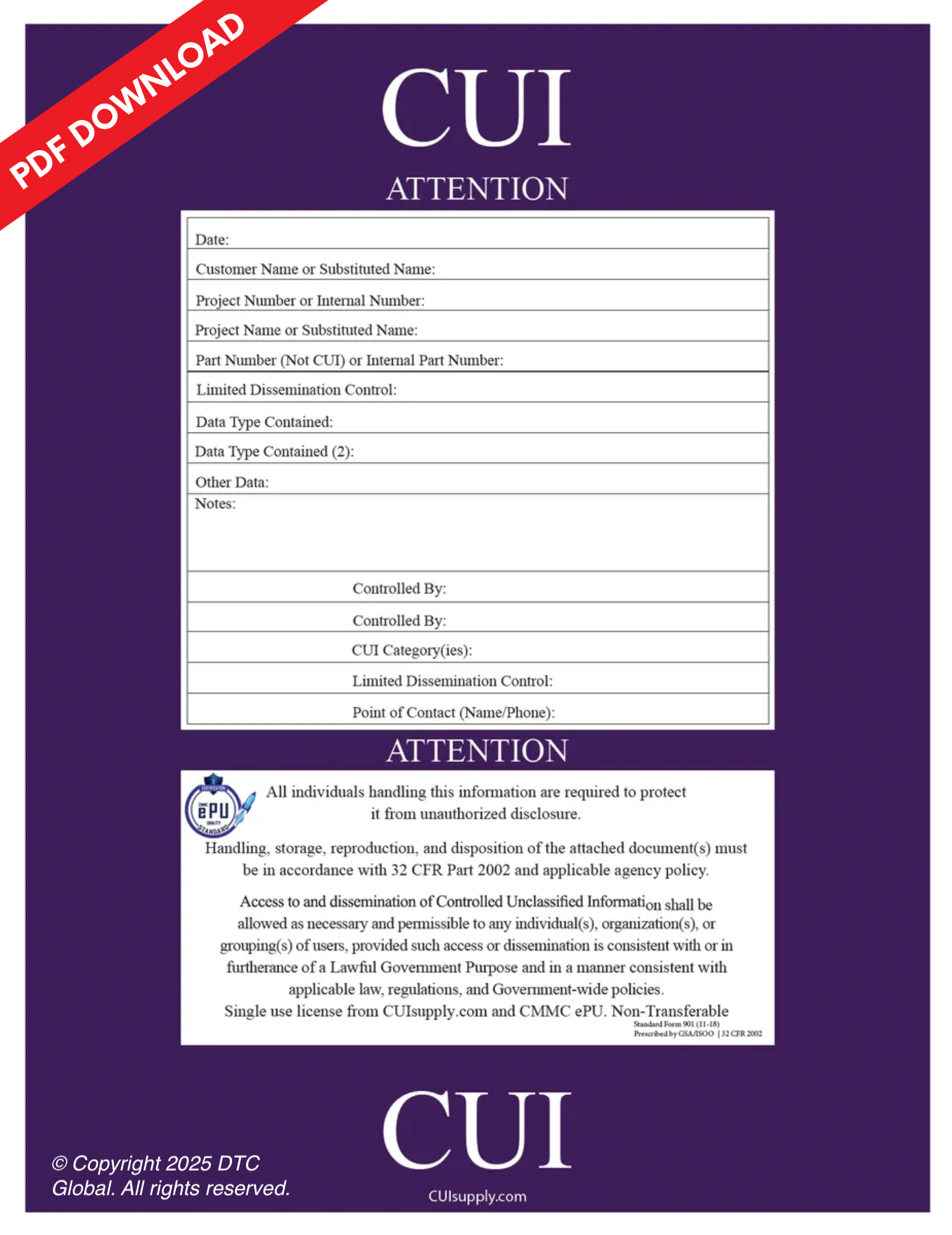 SF 901 Fillable Cover Sheet (PDF Writer Download) – CUI Supply