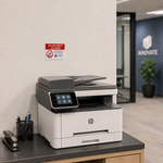 CUI printer station signs indicating authorized and do not print areas