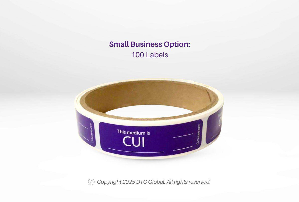 Generic Ultimate CUI Compliance Pack -Without U.S. Government Property roll of purple CUI compliance labels for media, 100 labels