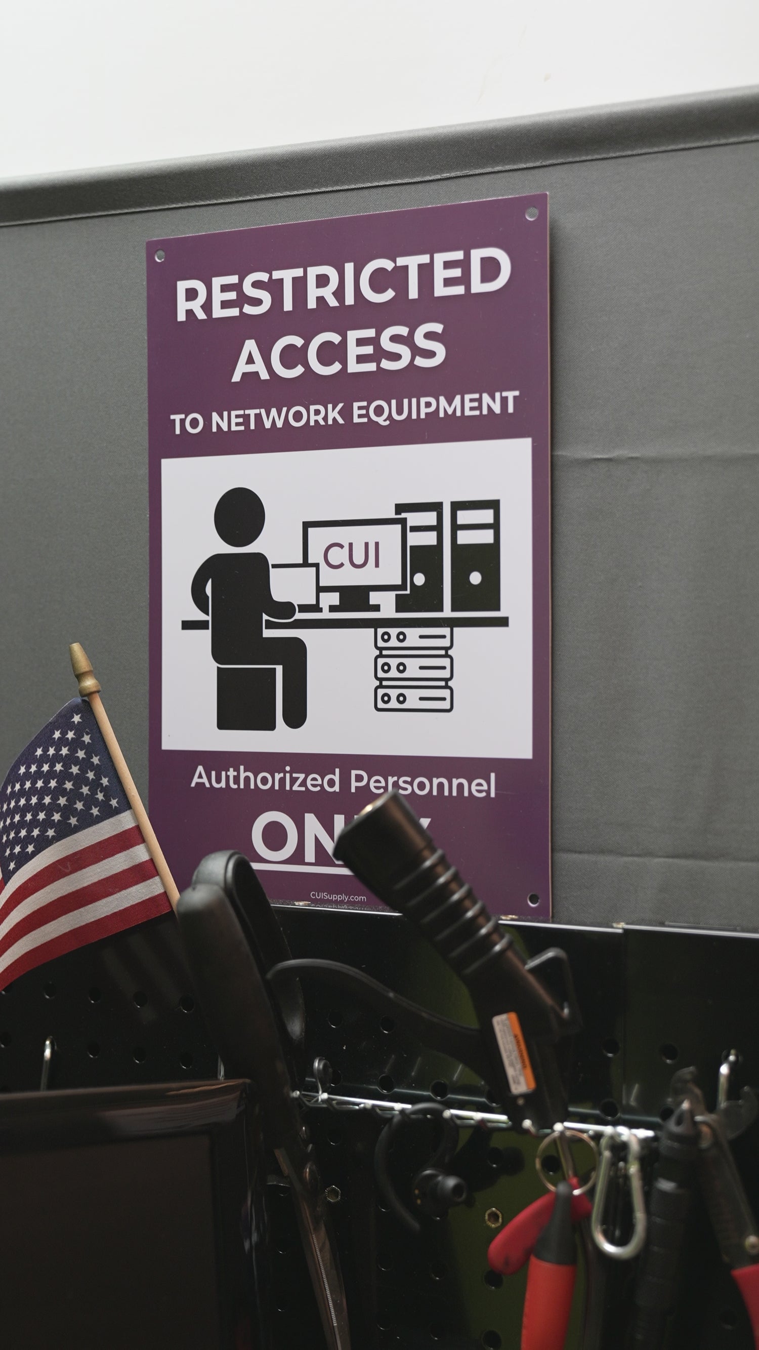 Restricted Access to Network Equipment Sign (Workspace Version)